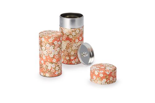 Japanese Washi-Paper Wrapped Caddy - Peach