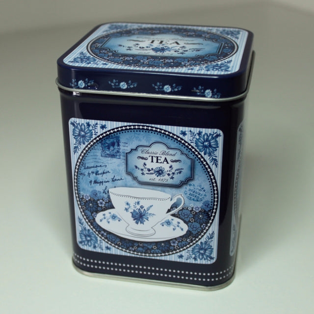 Classic Blue Design Tea Caddy